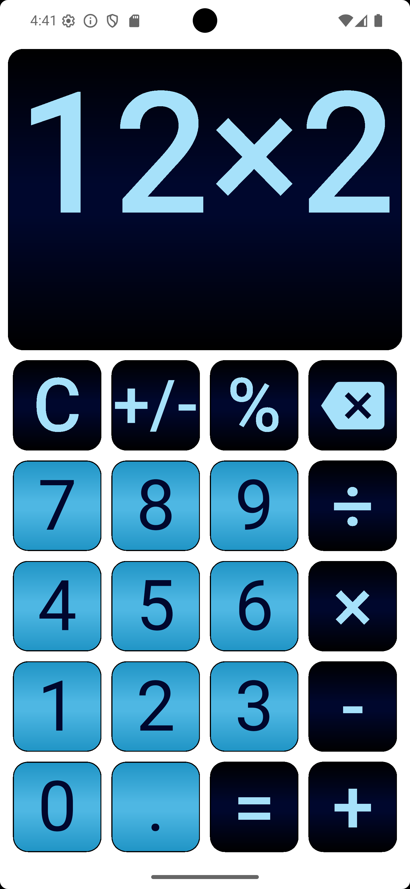 Big Finger Calculator Main Screen