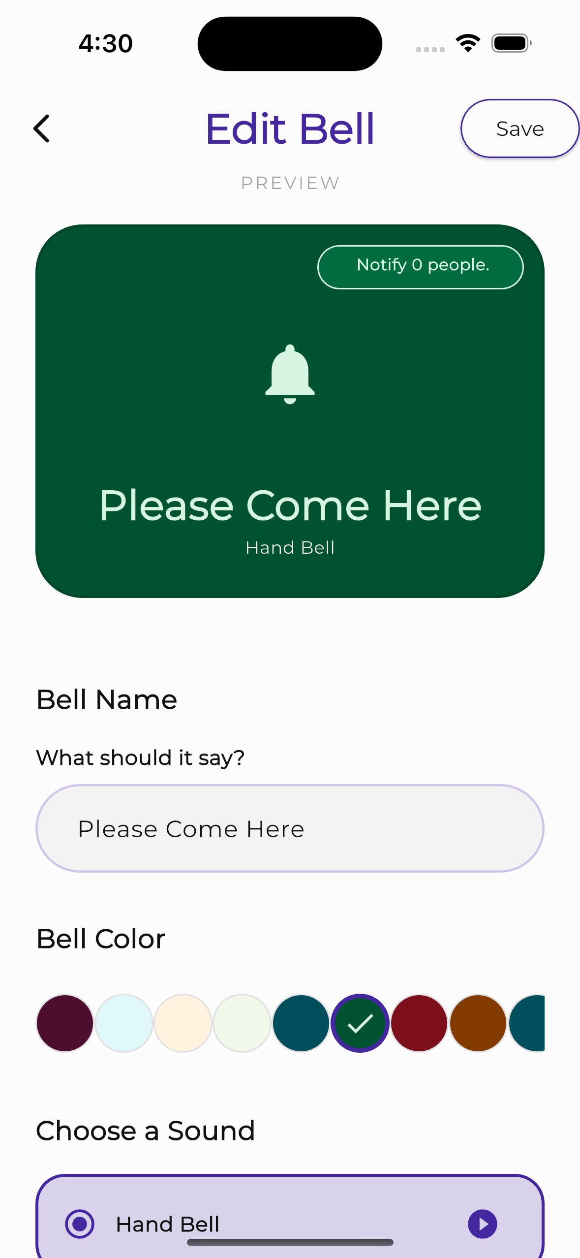 Butler's Bell Background Chime Screen